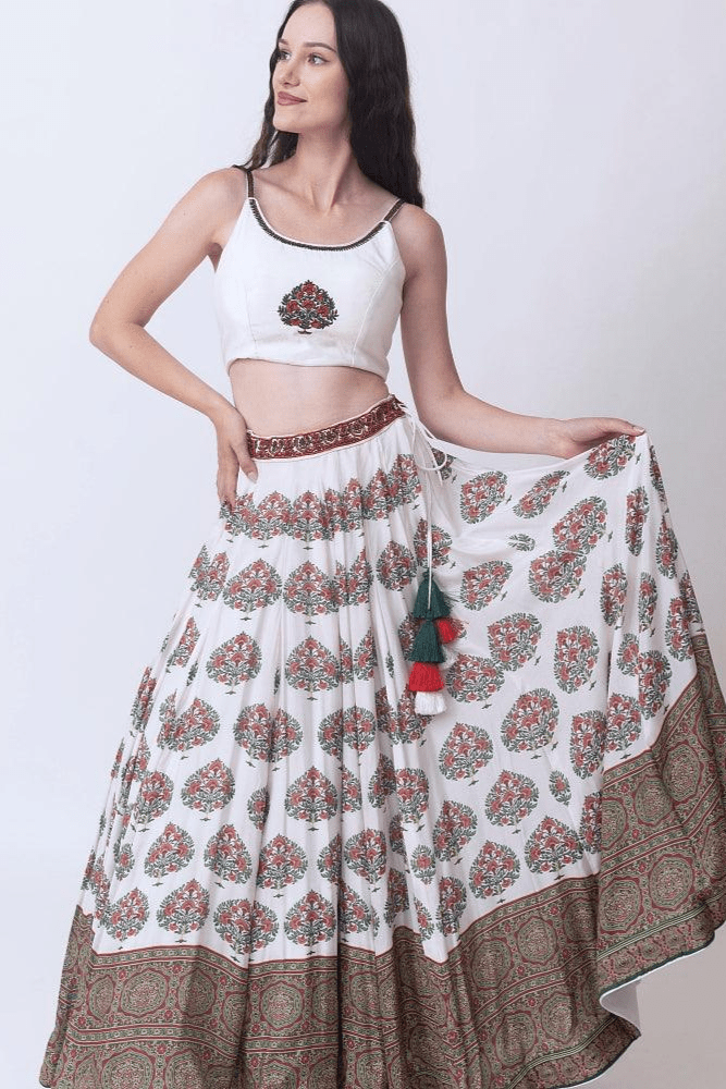 White Gold Embroidered Lehenga Set-[mehendi outfit]-Raas