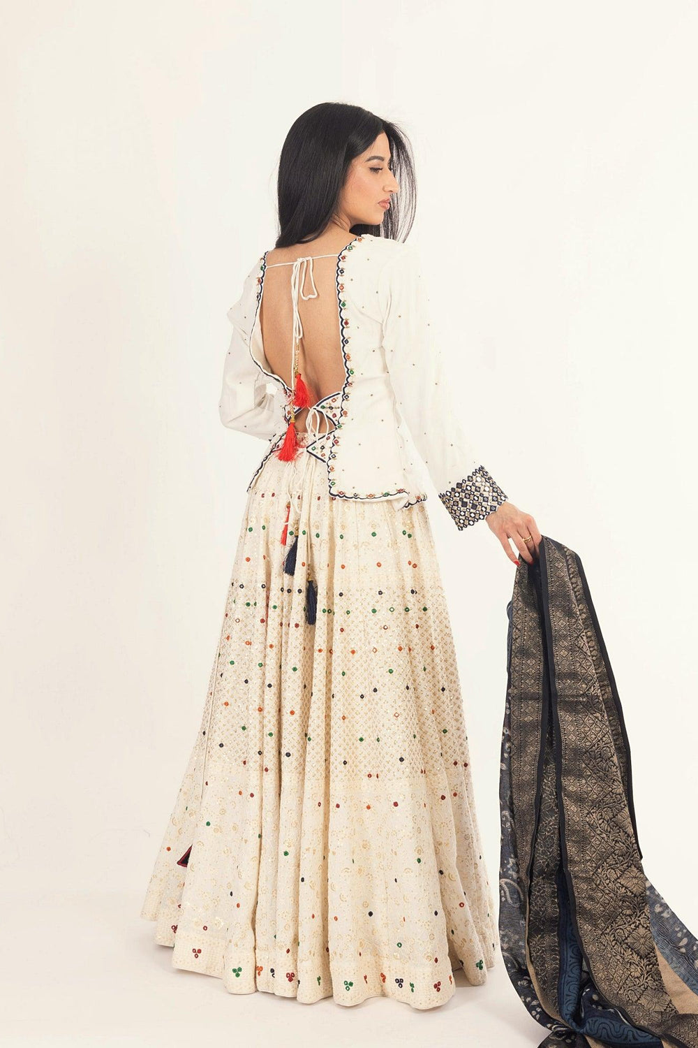 White Lehenga Choli Set with Heavy Embroidery Chaniya choli RAAS