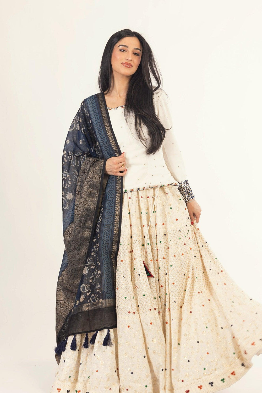 White Lehenga Choli Set with Heavy Embroidery Chaniya choli RAAS