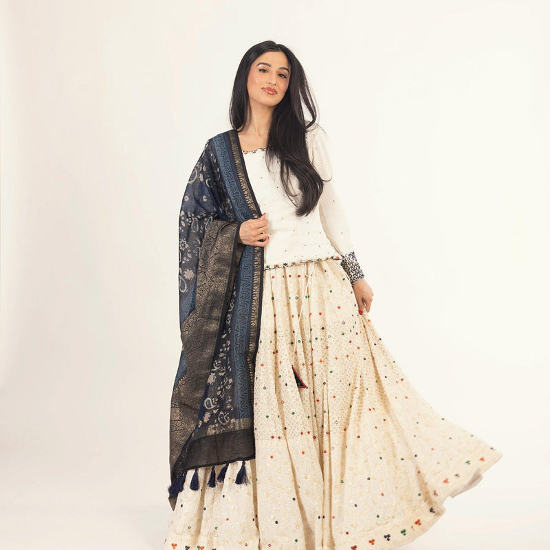White Lehenga Choli Set with Heavy Embroidery Chaniya choli RAAS