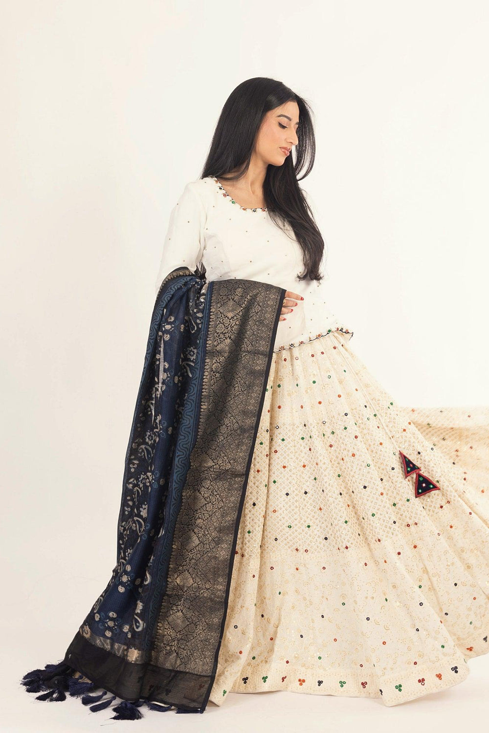 White Lehenga Choli Set with Heavy Embroidery Chaniya choli RAAS