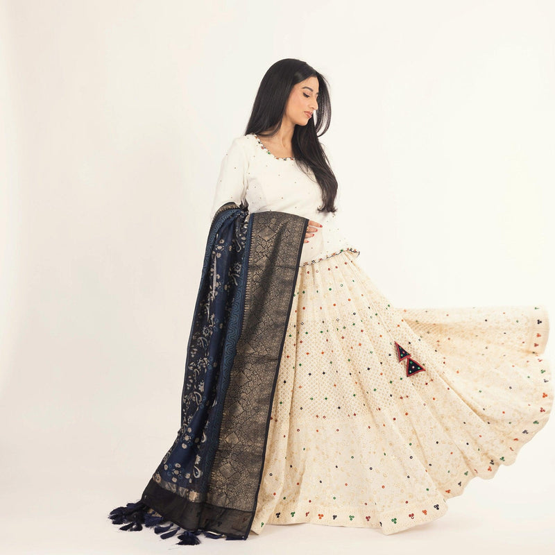White Lehenga Choli Set with Heavy Embroidery Chaniya choli RAAS