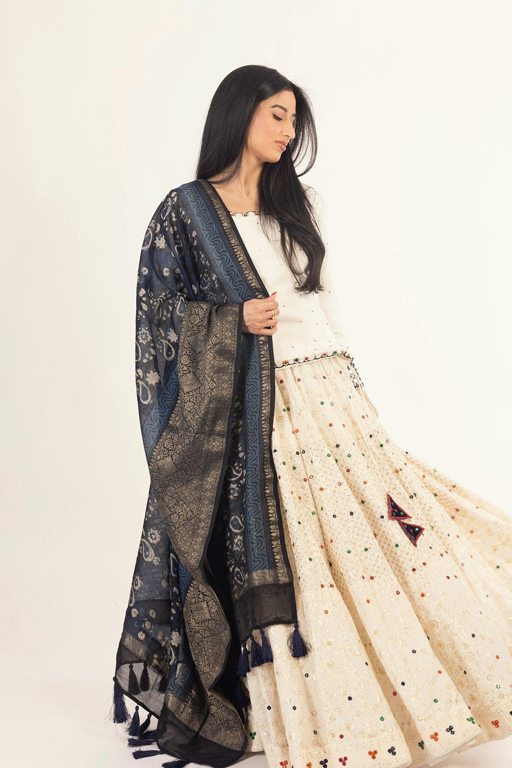 White Lehenga Choli Set with Heavy Embroidery Chaniya choli RAAS