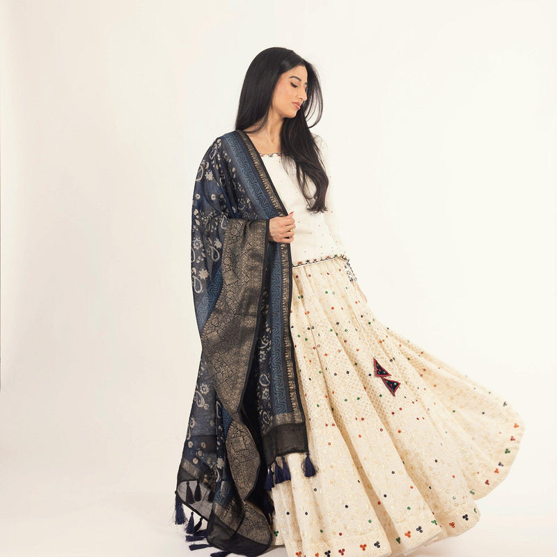 White Lehenga Choli Set with Heavy Embroidery Chaniya choli RAAS