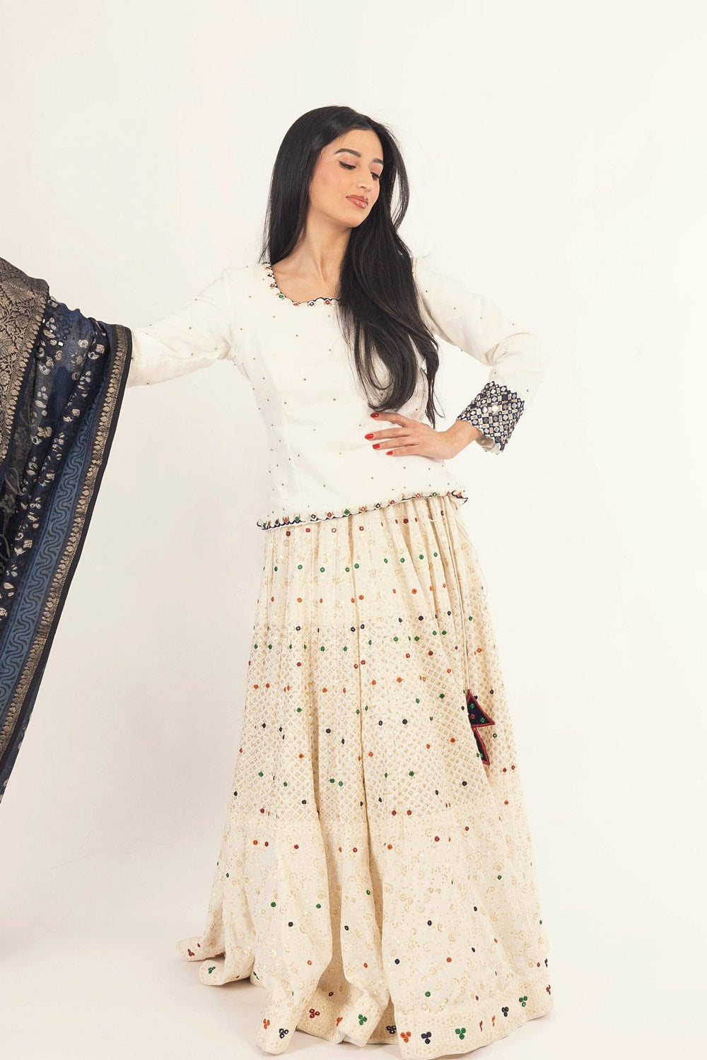 White Lehenga Choli Set with Heavy Embroidery Chaniya choli RAAS