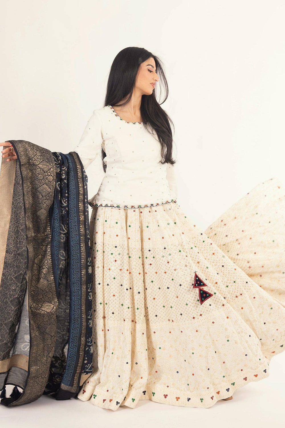 White Lehenga Choli Set with Heavy Embroidery Chaniya choli RAAS