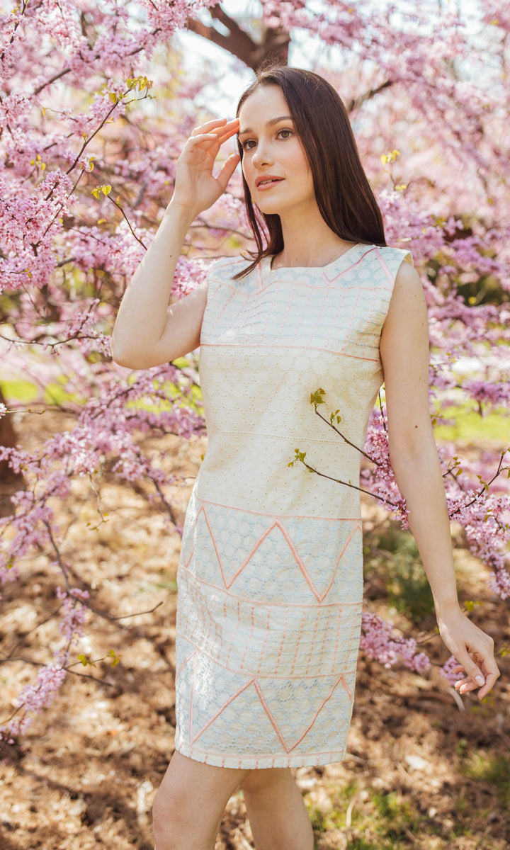 White Mini Dress with Eyelet Embroidery dresses RAAS