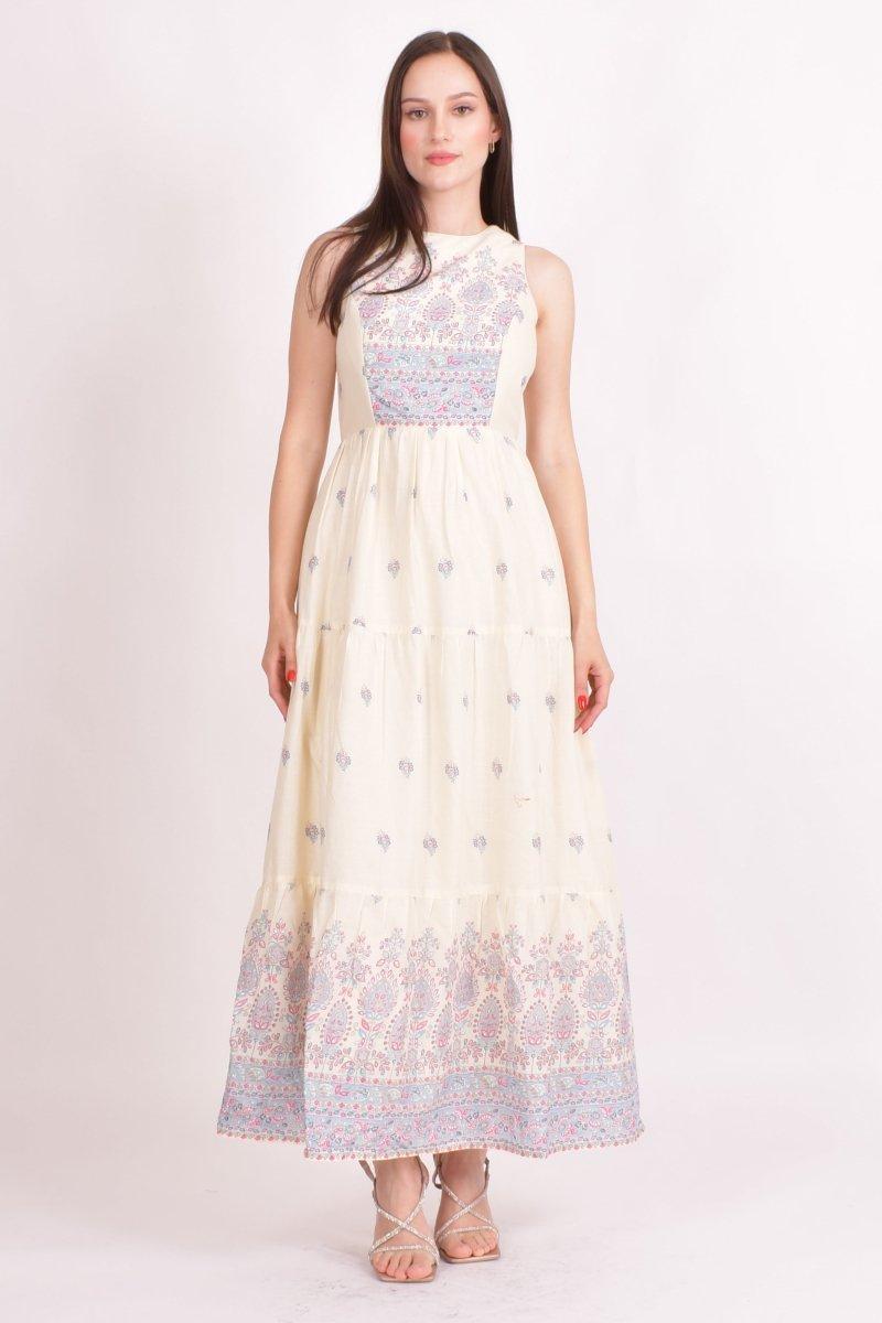 White Mul Cotton Floral Maxi Dress dresses RAAS