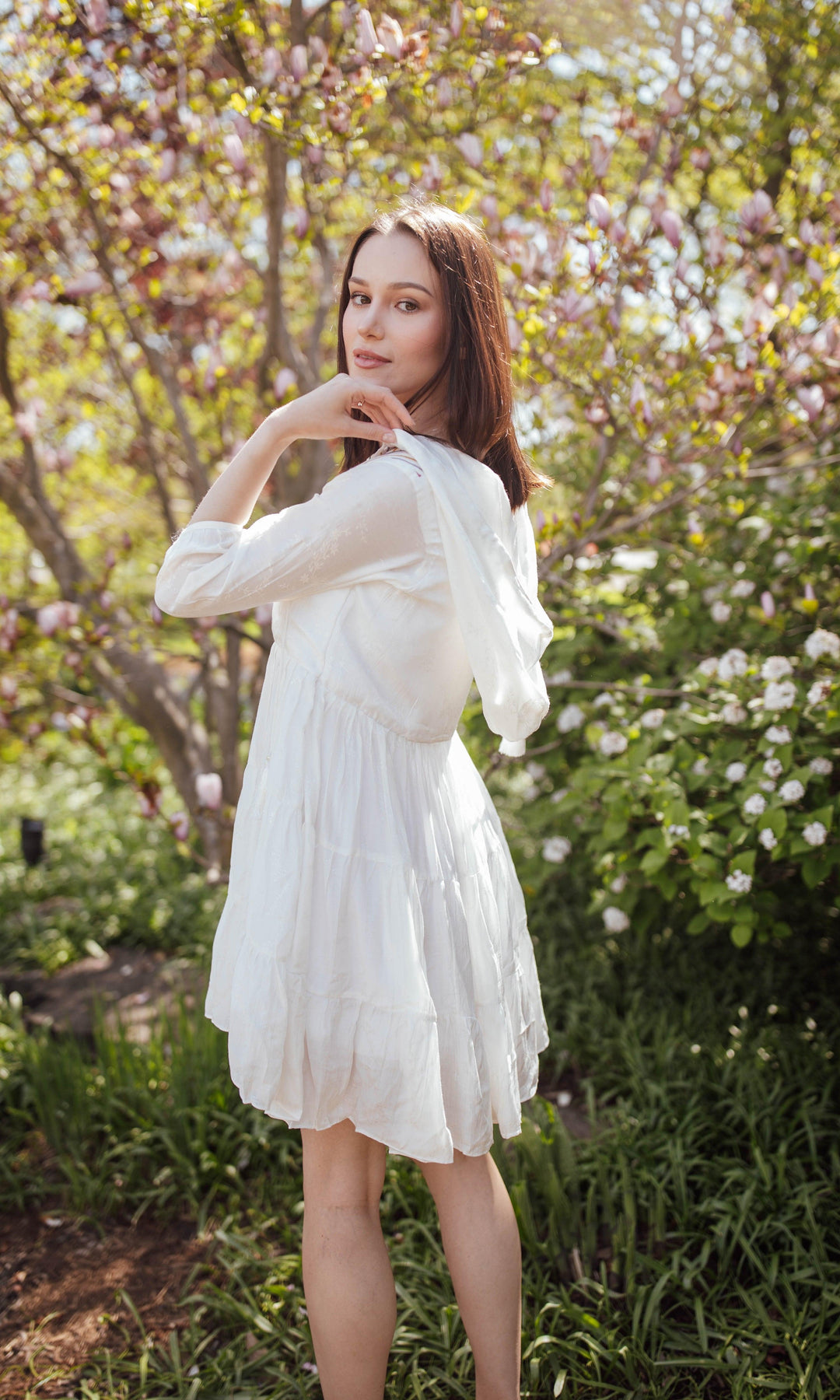 White Short Dress With Hood-Raas USA