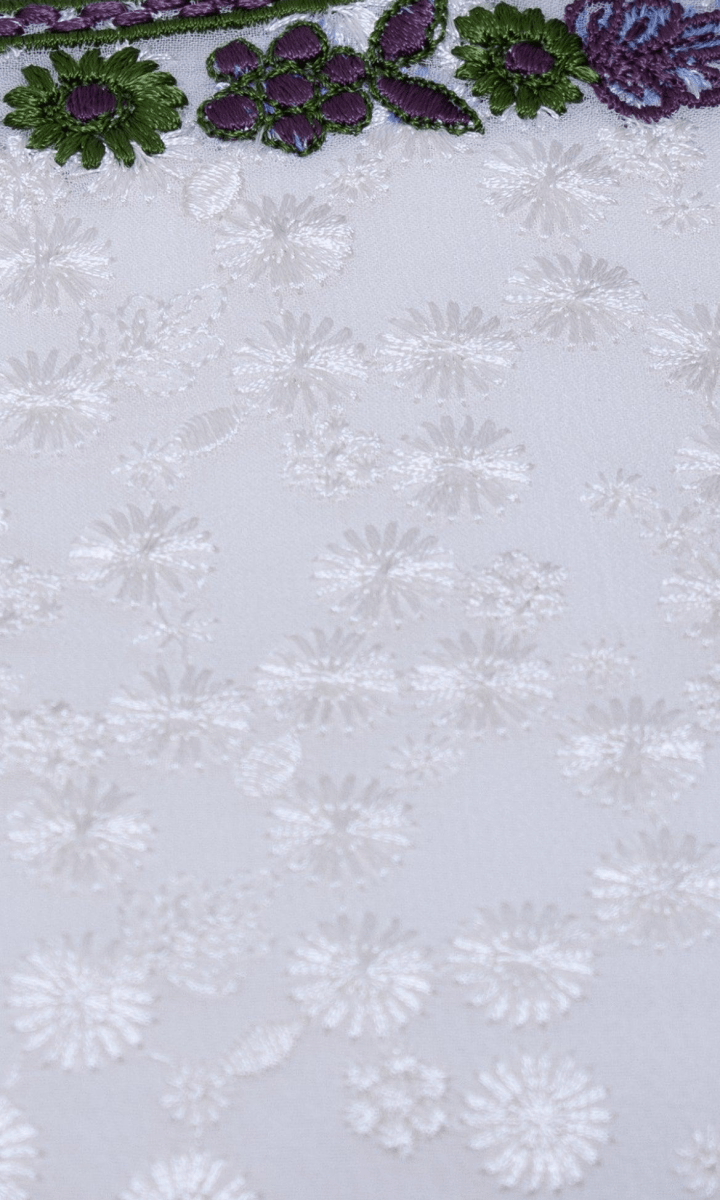 White Top with All - Over Self - Thread Embroidery TOPS & TUNICS RAAS