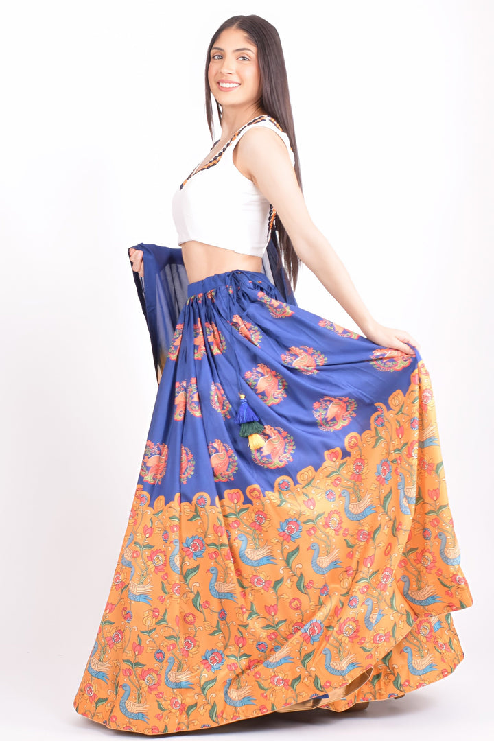 White and Blue Soft Silk Lehenga Choli With Dupatta-[comfort-first-design]-[lightweight]-Raas