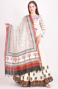 Sharon Off White Cotton Hand Blocked Chaniya Choli