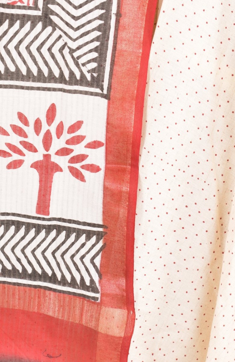 Sharon Off White Cotton Hand Blocked Chaniya Choli