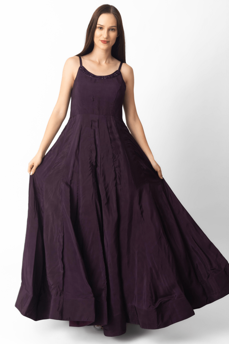 Wine A - Line Gown ANARKALI & GOWN RAAS