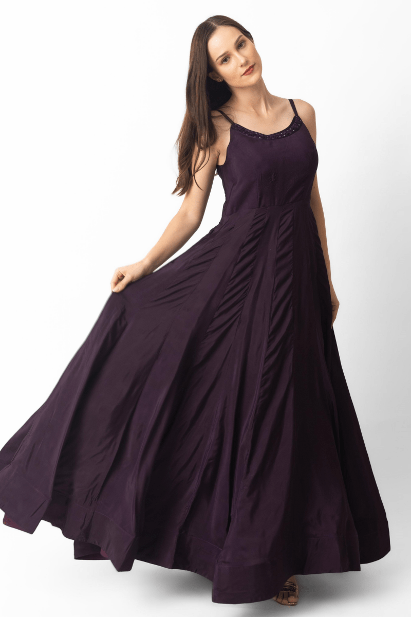 Wine A - Line Gown ANARKALI & GOWN RAAS