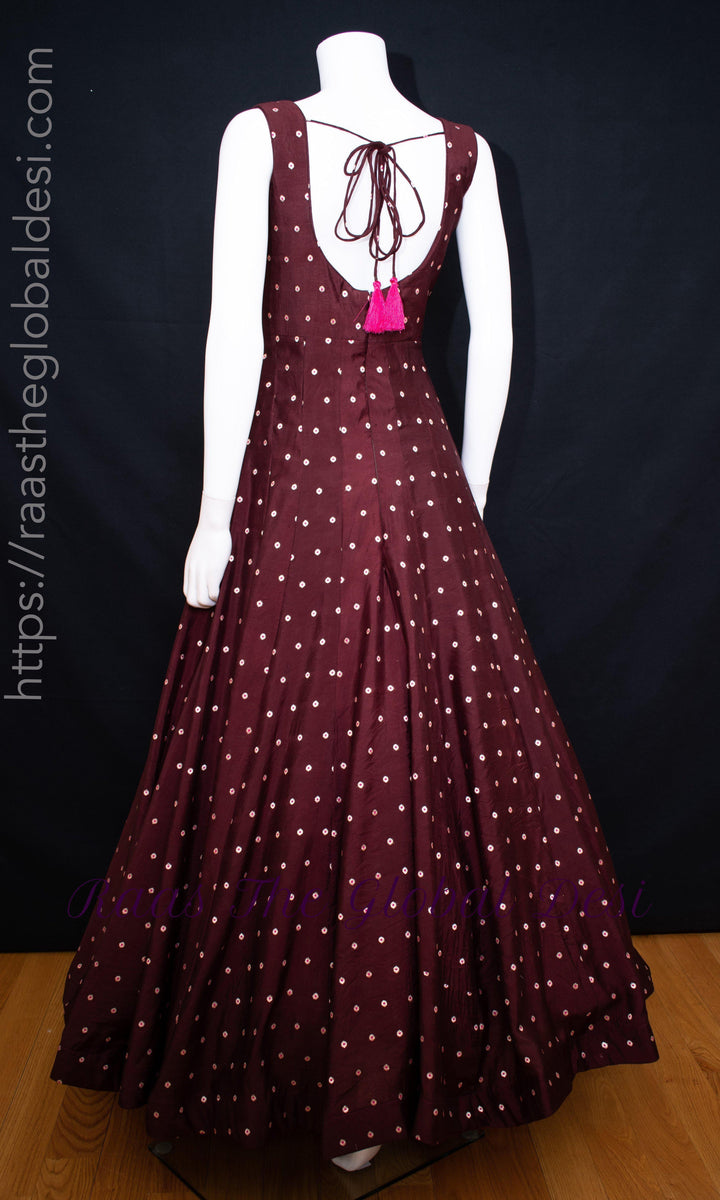 Wine A-Line Long Dress-Raas USA