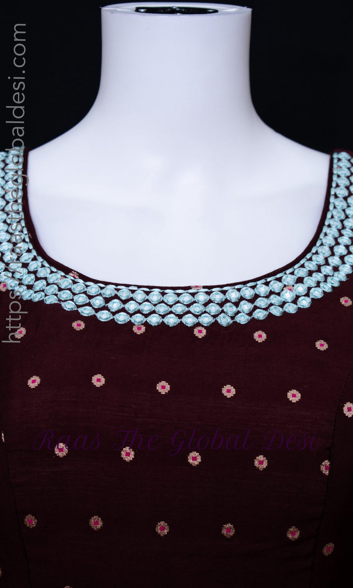 Wine A-Line Long Dress-Raas USA