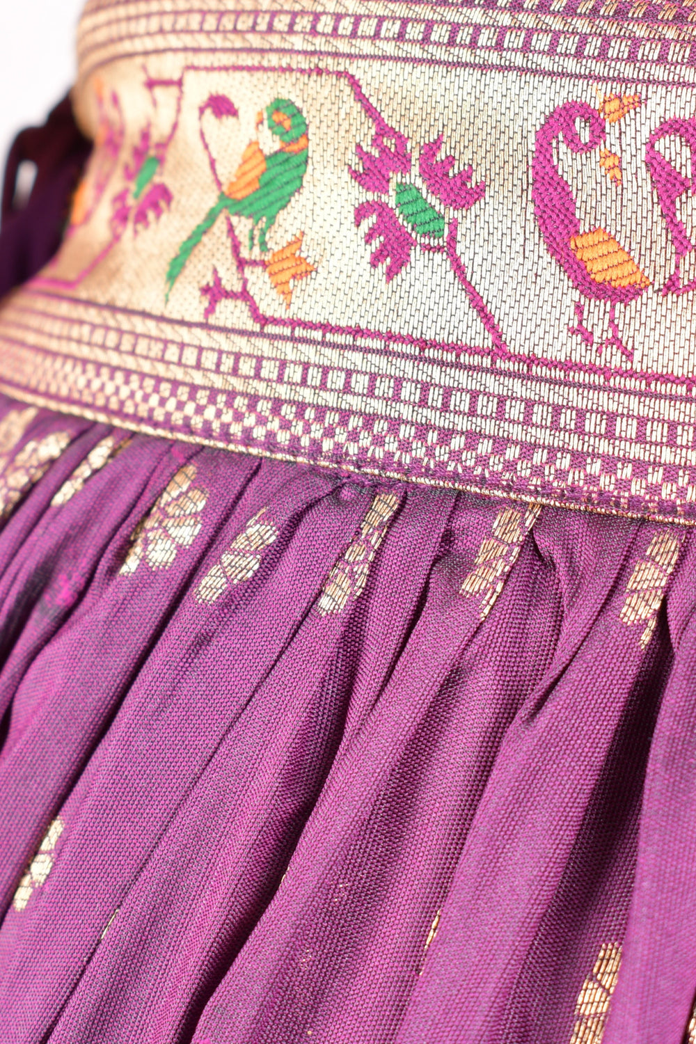 Wine Full Flare Chaniya choli with Hand Embroidered Blouse-[mirror work]-Raas