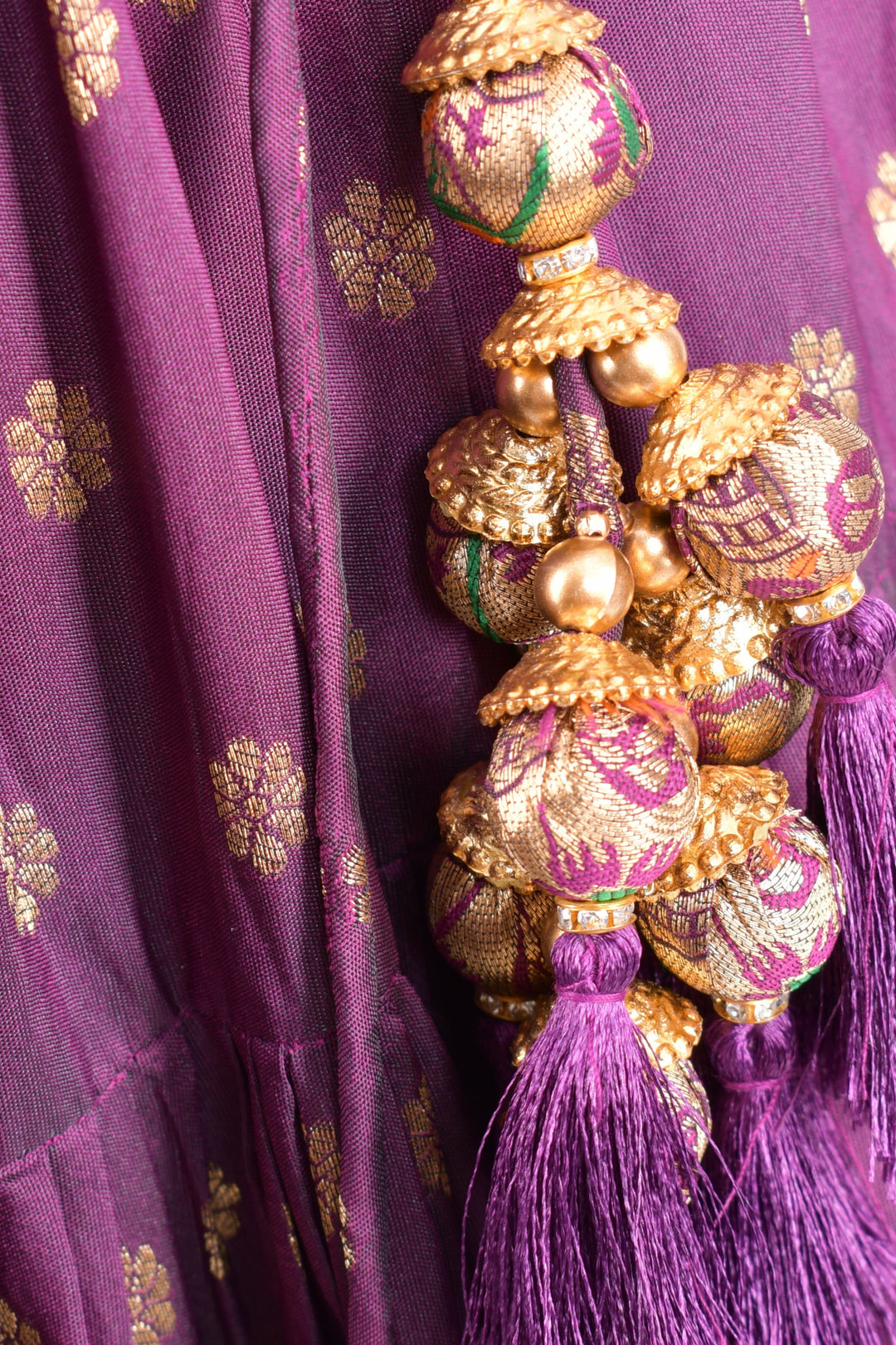 Wine Full Flare Chaniya choli with Hand Embroidered Blouse-[mirror work]-Raas