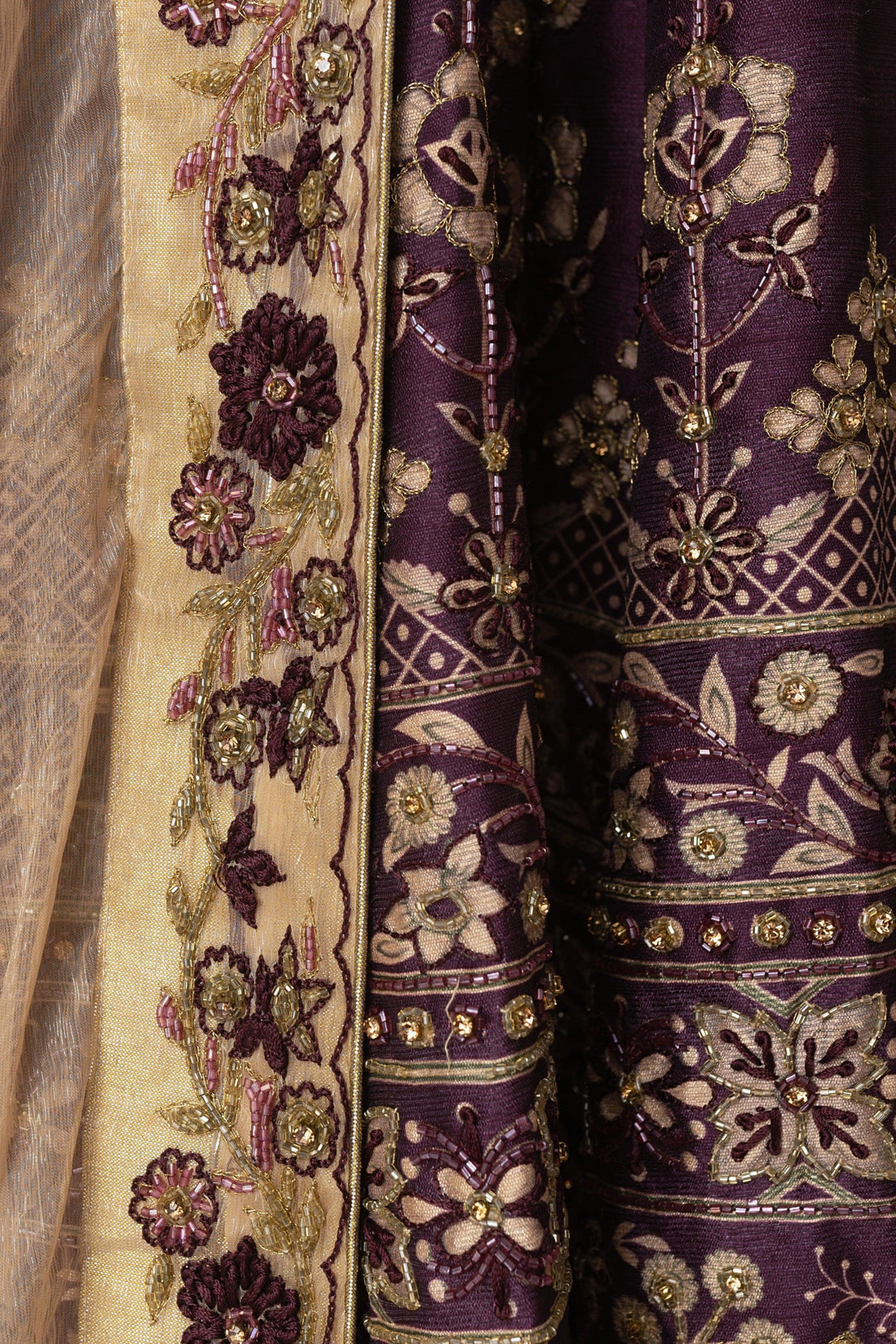 Wine Lehenga Choli with Hand Embroidery-[mehendi outfit]-Raas