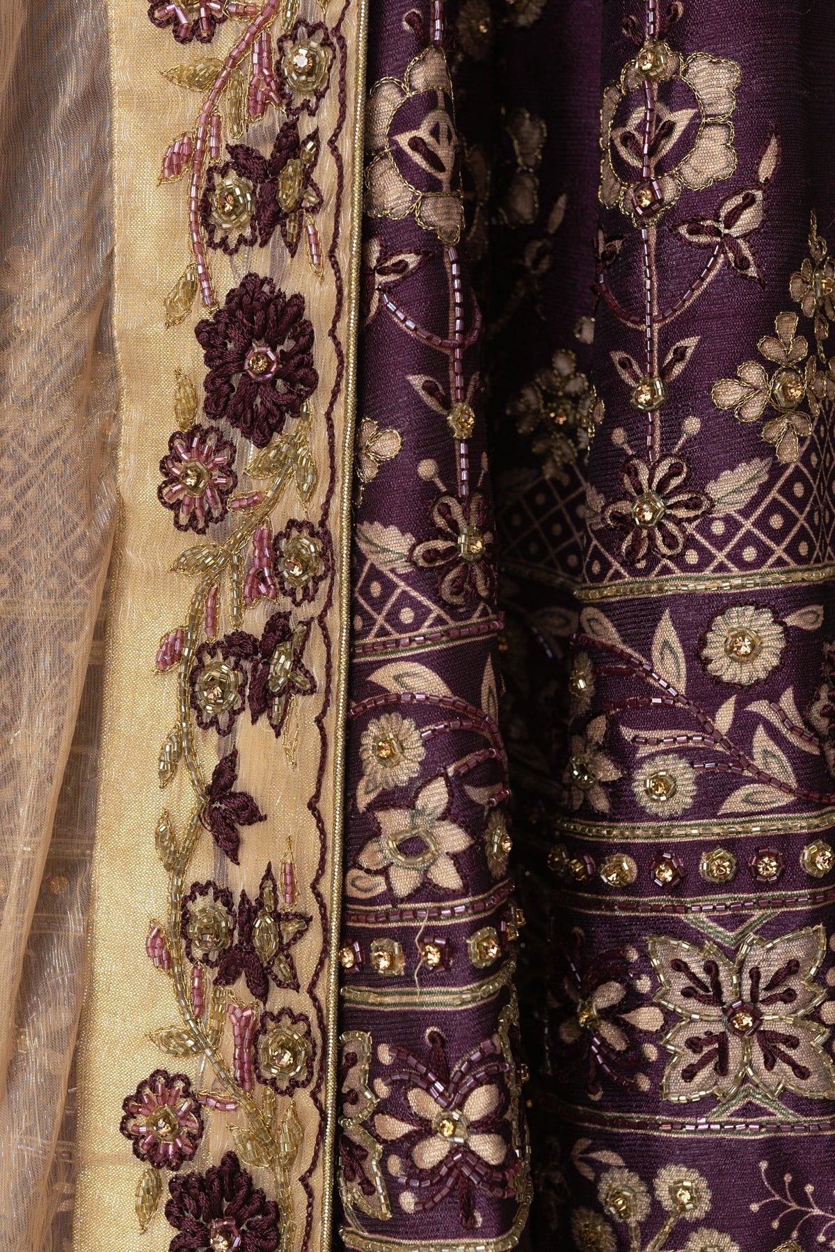Wine Lehenga Choli with Hand Embroidery-[mehendi outfit]-Raas