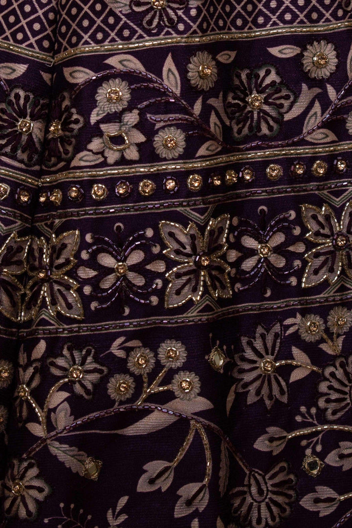 Wine Lehenga Choli with Hand Embroidery-[mehendi outfit]-Raas