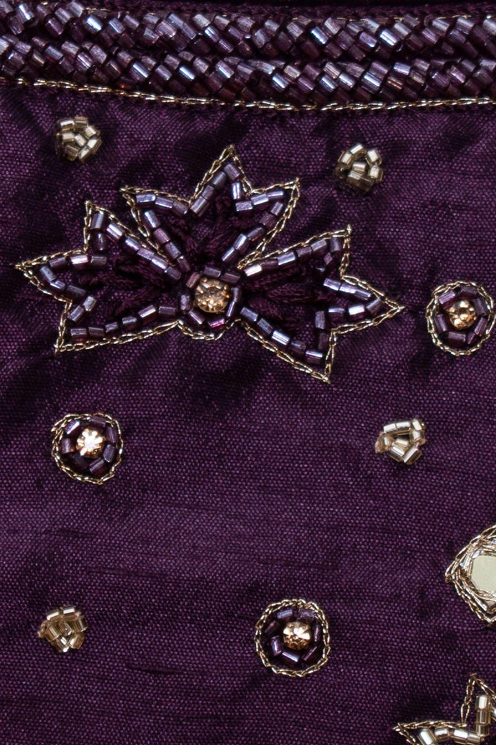 Wine Lehenga Choli with Hand Embroidery-[mehendi outfit]-Raas