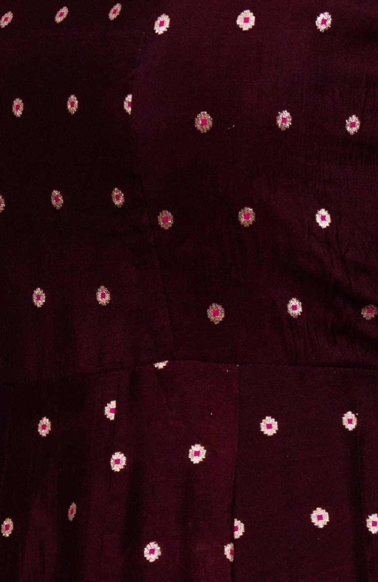 Wine Long Dress with net drape