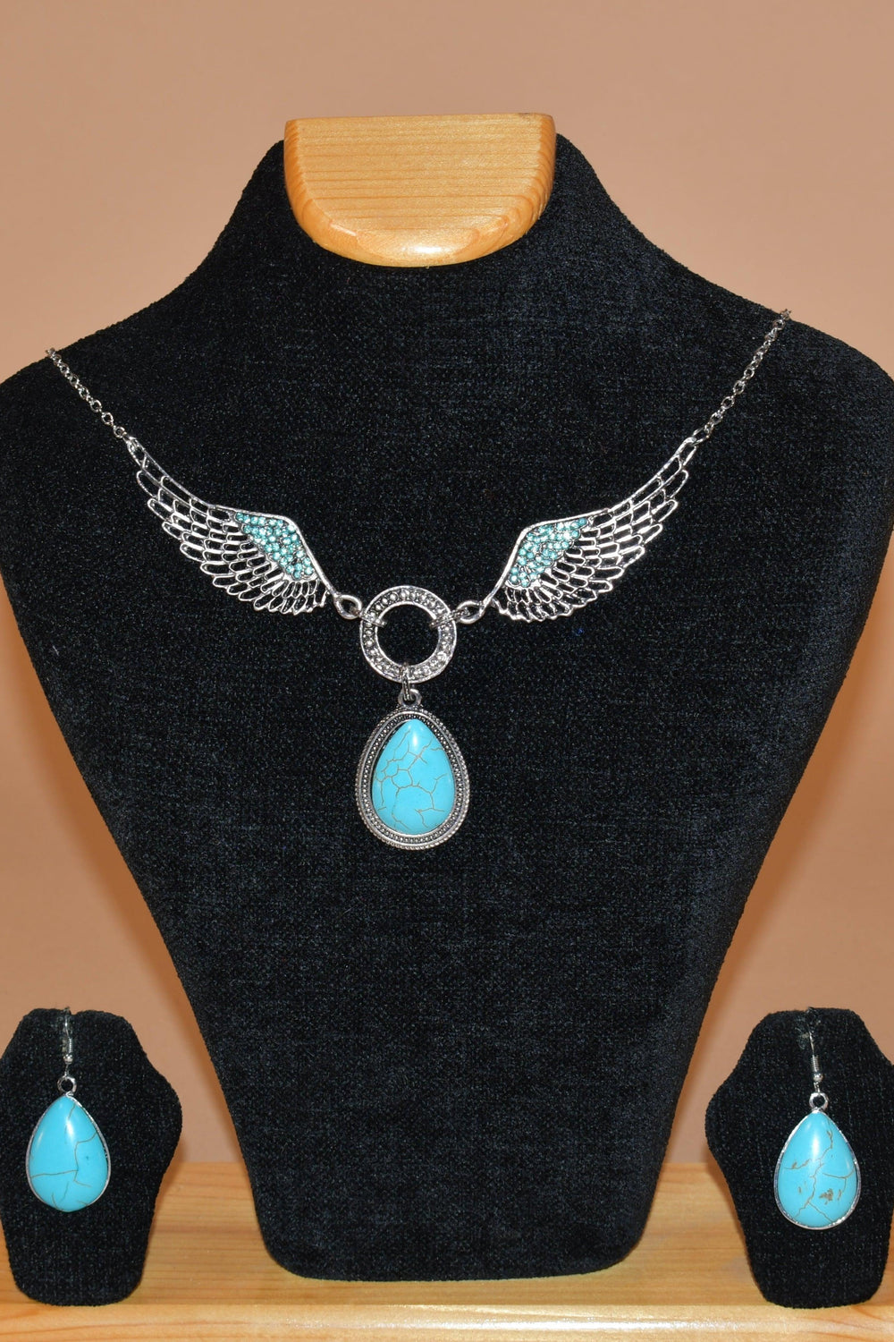 Wing & Tear Drop Themed Necklace Set FASHION JEWELRY RAAS