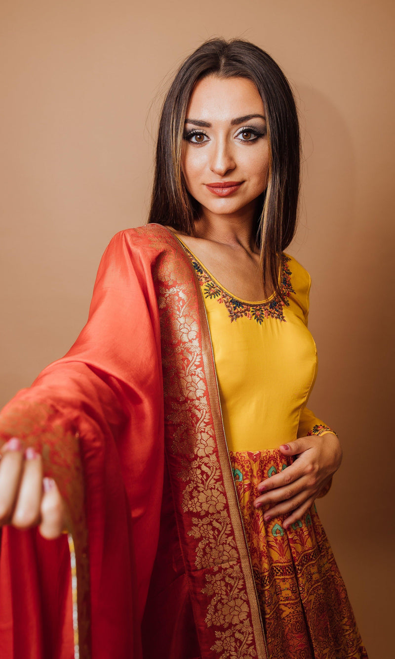 Yellow A - Line Gown ANARKALI & GOWN RAAS