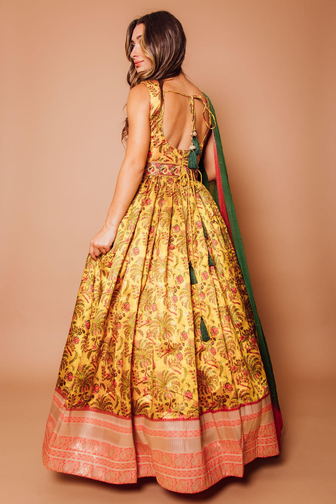 Yellow A-Line Long Dress-Raas USA