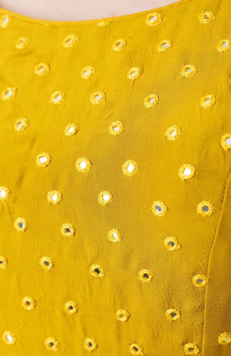 Yellow Dress with Mirror Embroidery