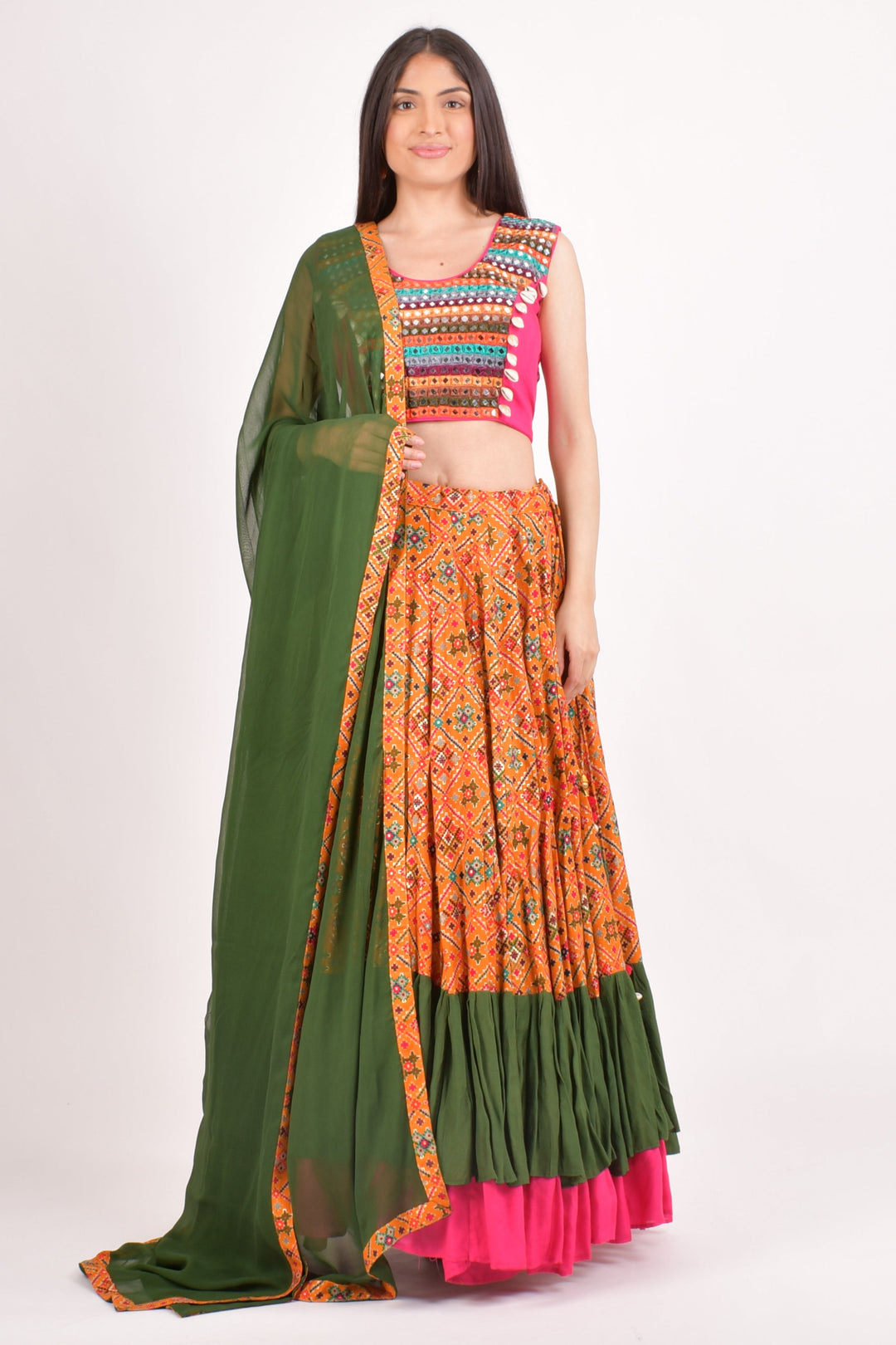 Yellow Full Flare Chaniya Choli-[haldi_outfit]-Raas