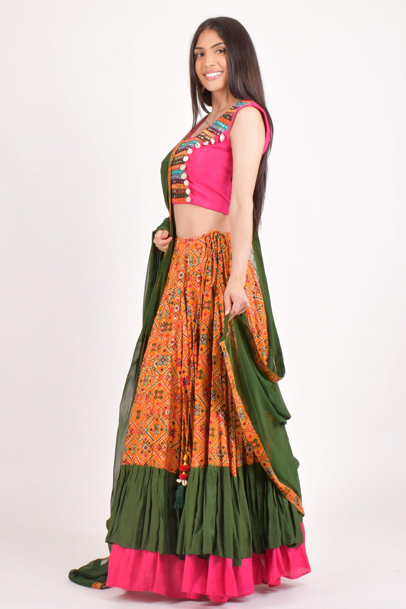 Yellow Full Flare Chaniya Choli-[haldi_outfit]-Raas