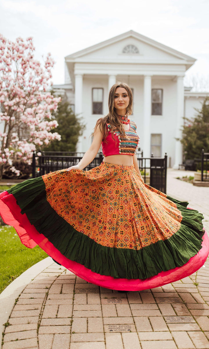 Yellow Full Flare Chaniya Choli-[haldi_outfit]-Raas