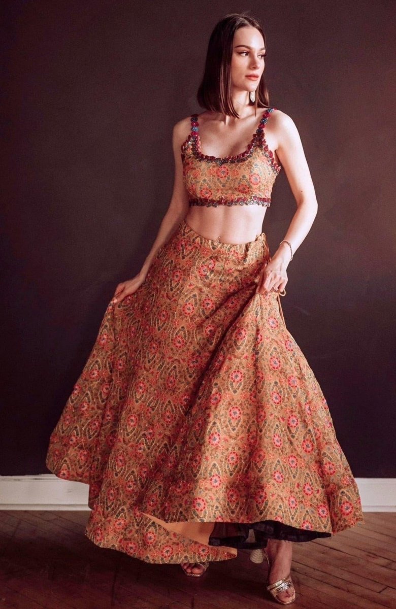 Yellow Lehenga Choli Set-[mehendi outfit]-Raas