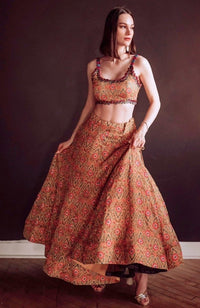 Yellow Lehenga Choli Set-[mehendi outfit]-Raas