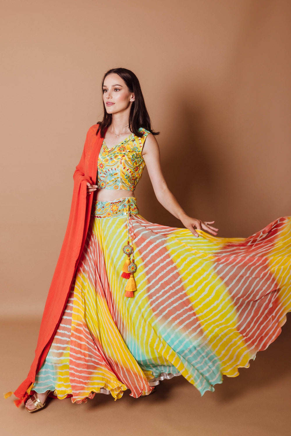 Yellow Lehenga Choli with Heavy Embroidery Blouse and Dupatta-[mehendi outfit]-Raas