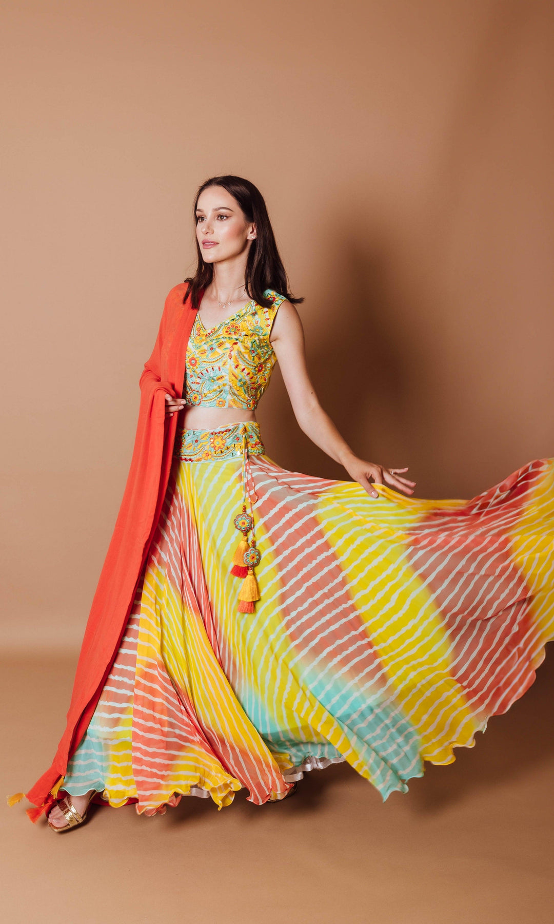 Yellow Lehenga Choli with Heavy Embroidery Blouse and Dupatta-[mehendi outfit]-Raas