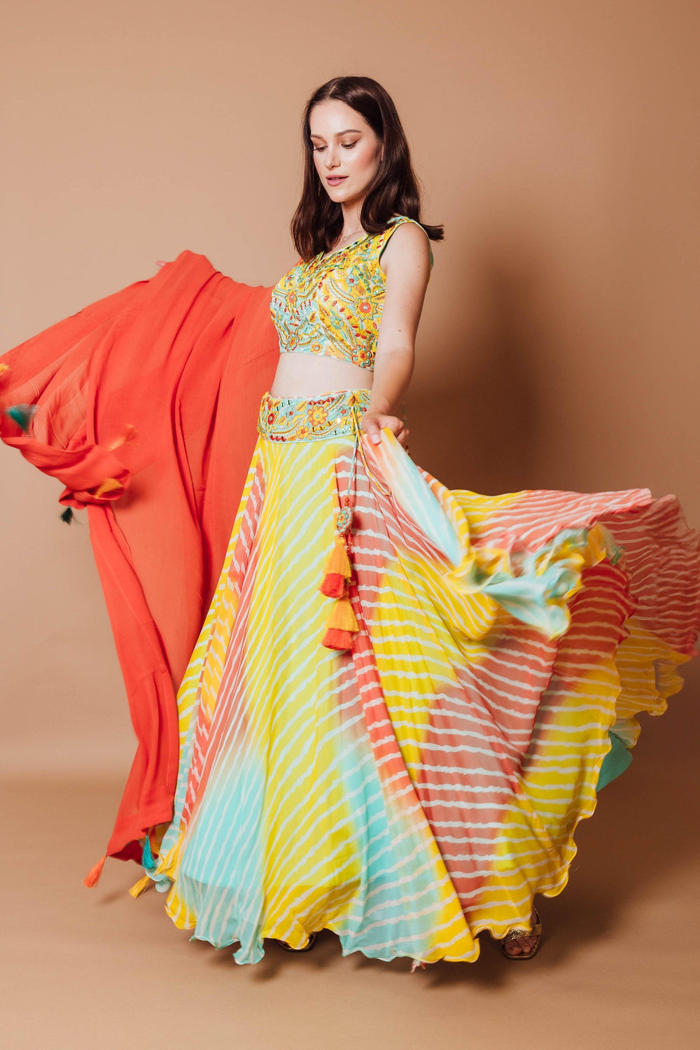 Yellow Lehenga Choli with Heavy Embroidery Blouse and Dupatta-[mehendi outfit]-Raas