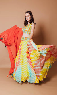 Yellow Lehenga Choli with Heavy Embroidery Blouse and Dupatta-[mehendi outfit]-Raas