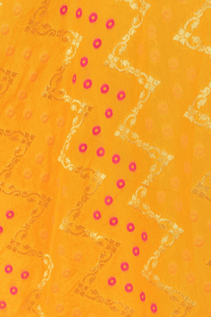 Yellow Lehenga with Silk Sleeveless Blouse-[haldi_outfit]-Raas