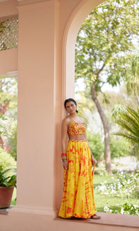 Yellow Tie-Dye Lehenga Choli Set-[haldi_outfit]-Raas