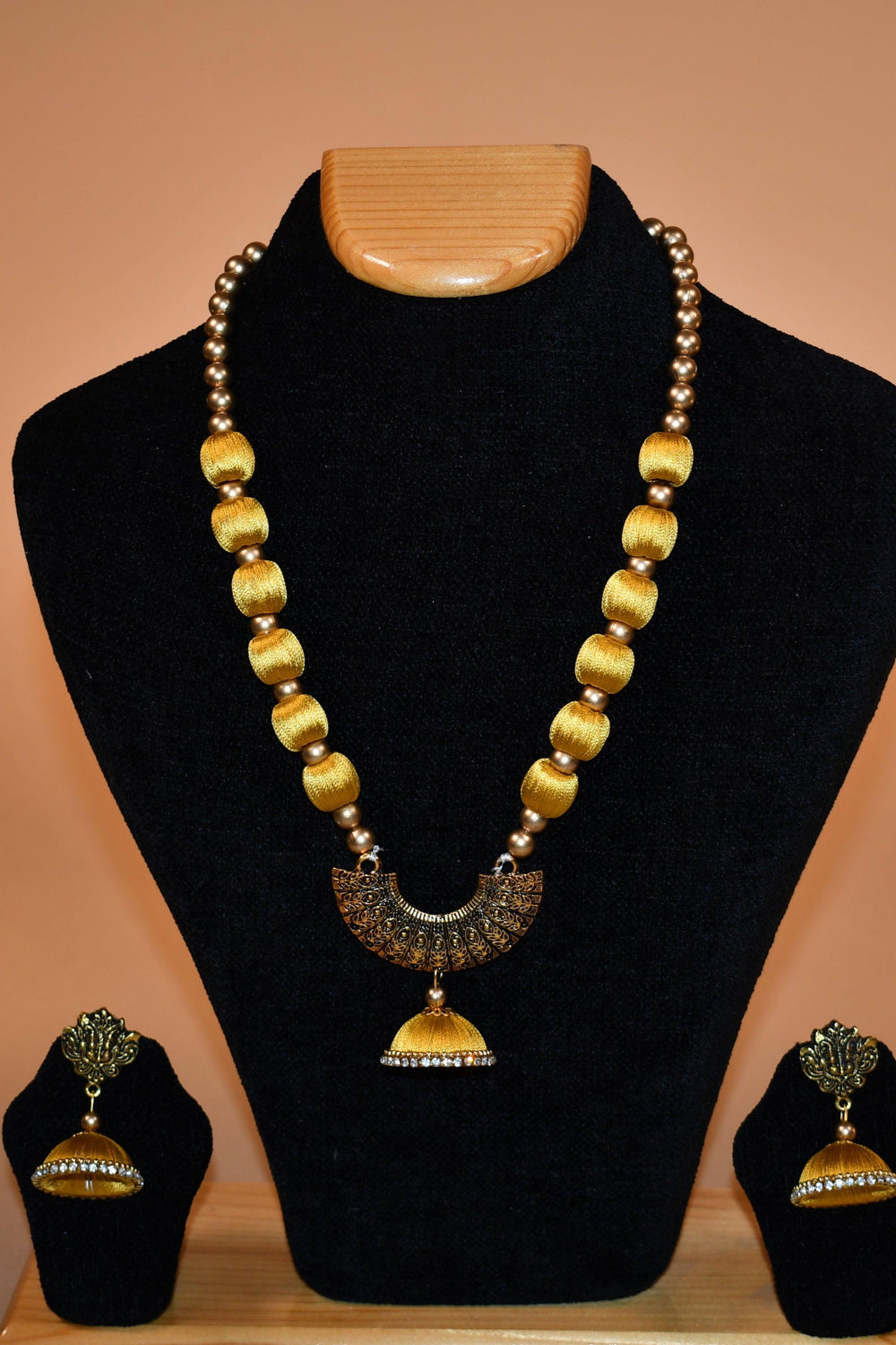 Yellow U Shaped Beaded Necklace Set FASHION JEWELRY RAAS