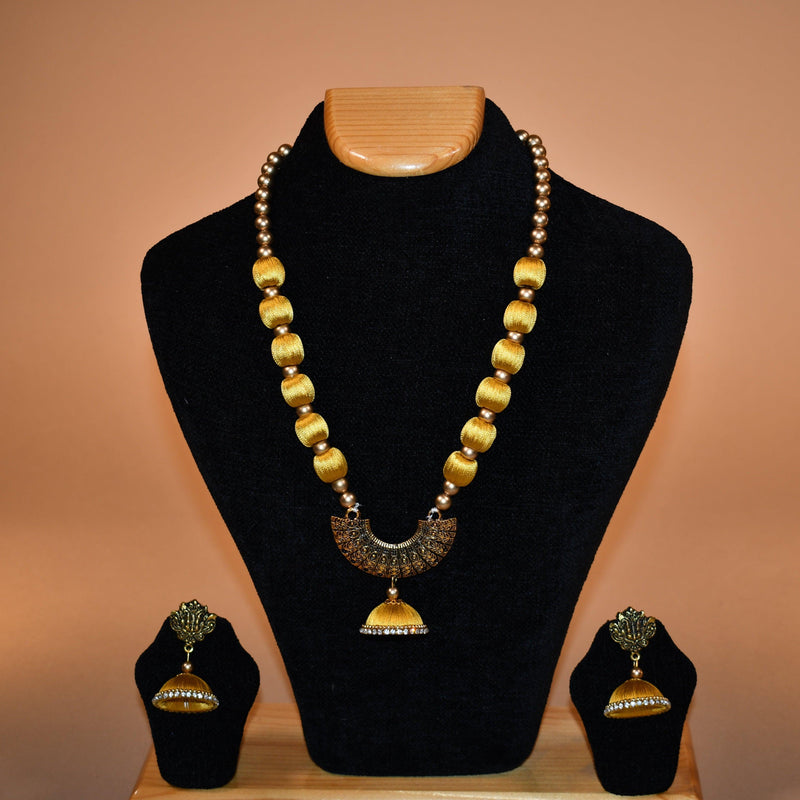 Yellow U Shaped Beaded Necklace Set FASHION JEWELRY RAAS