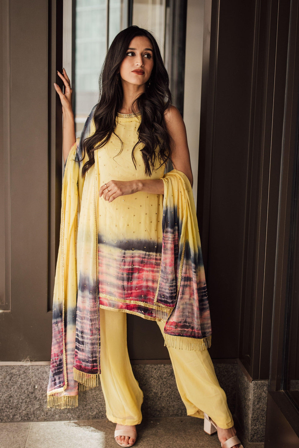 Zaria Yellow Salwar Kameez Set-Raas