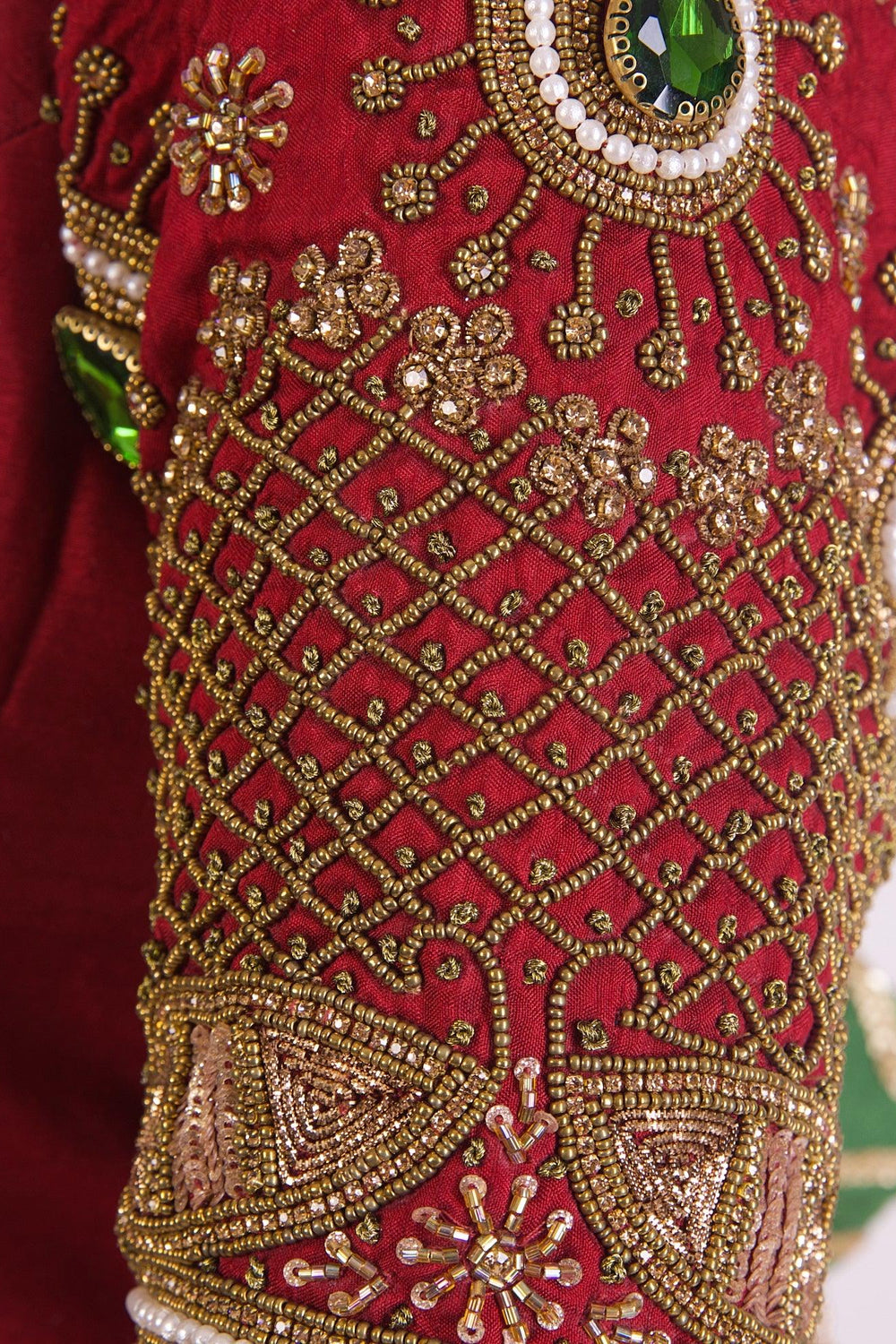 Zoey Maroon Blouse with Embroidered Pearls BLOUSE RAAS