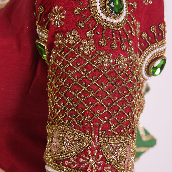 Zoey Maroon Blouse with Embroidered Pearls-Raas USA