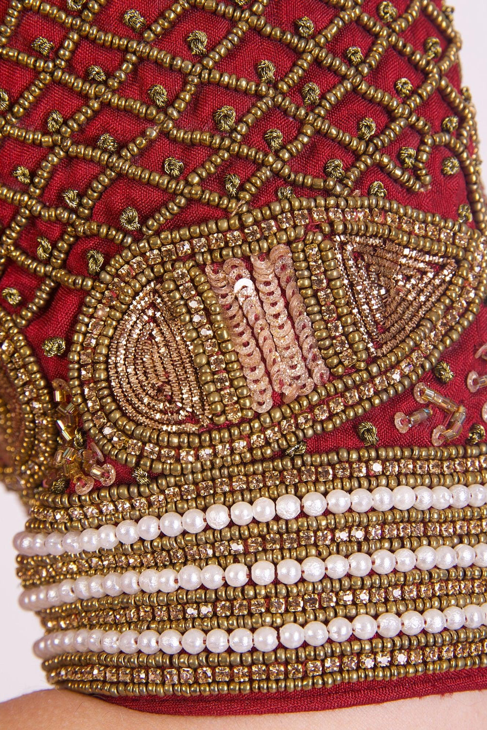 Zoey Maroon Blouse with Embroidered Pearls BLOUSE RAAS