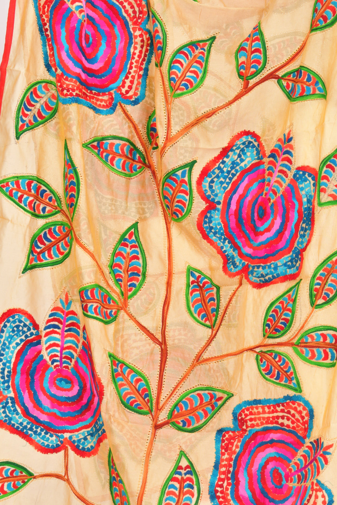 Zoya Yellow Floral Hand Embroidered Dupatta-Raas USA